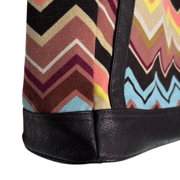 Missoni X Target Multi Color Chevron Zig Zag Canvas Tote Large Brown - Picture 11 of 15